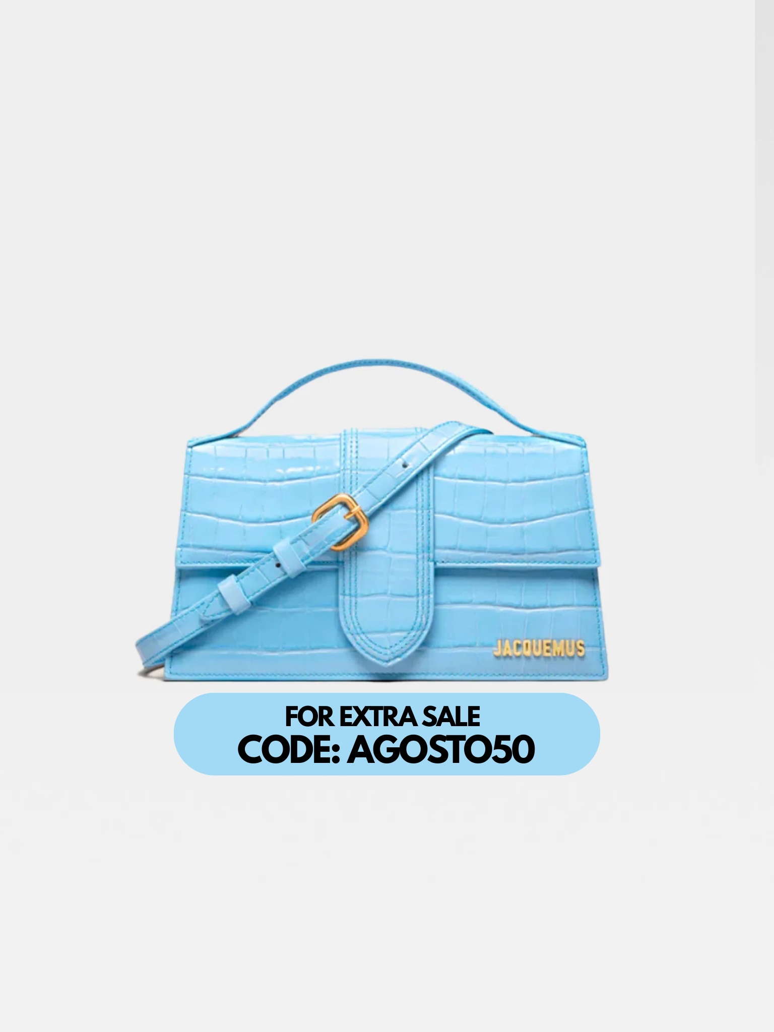 Jacquemus Le Grand Bambino Crocodile Blue