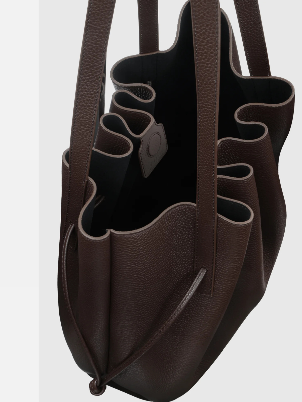 YUZEFI SCALLOP TOTE - ESPRESSO PEBBLE GRAINED LEATHER