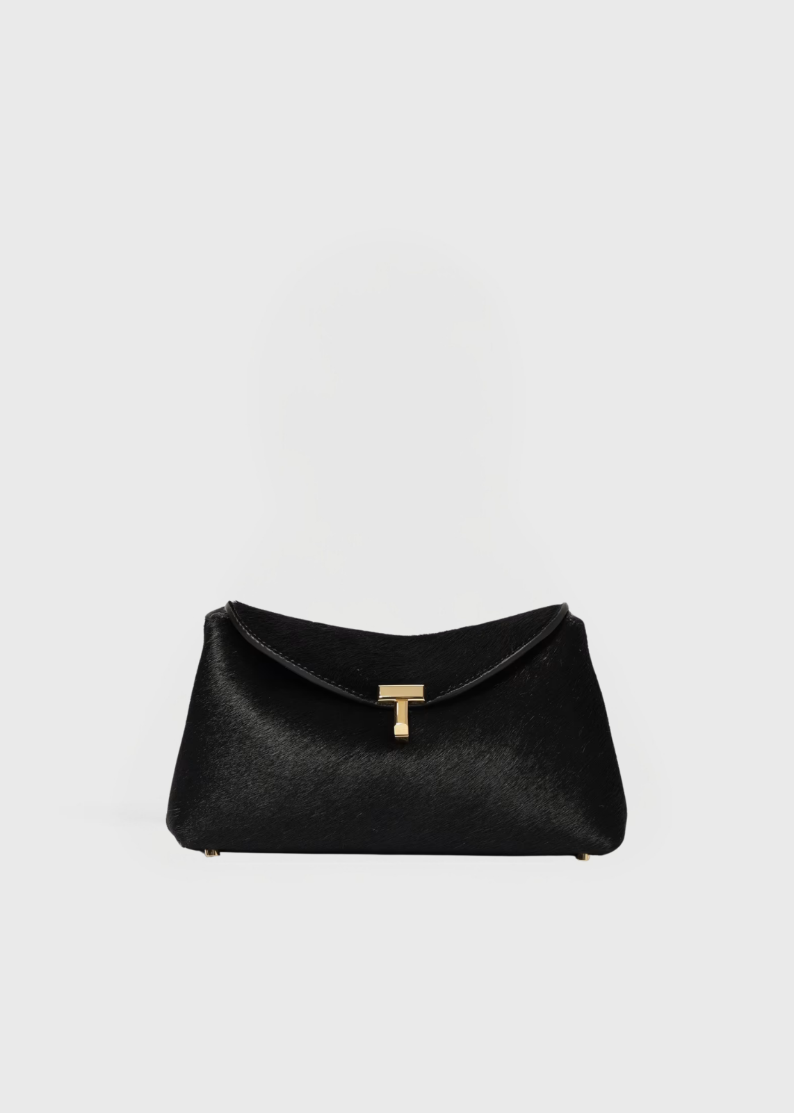 Toteme Mini T-lock Pony Hair Clutch Black
