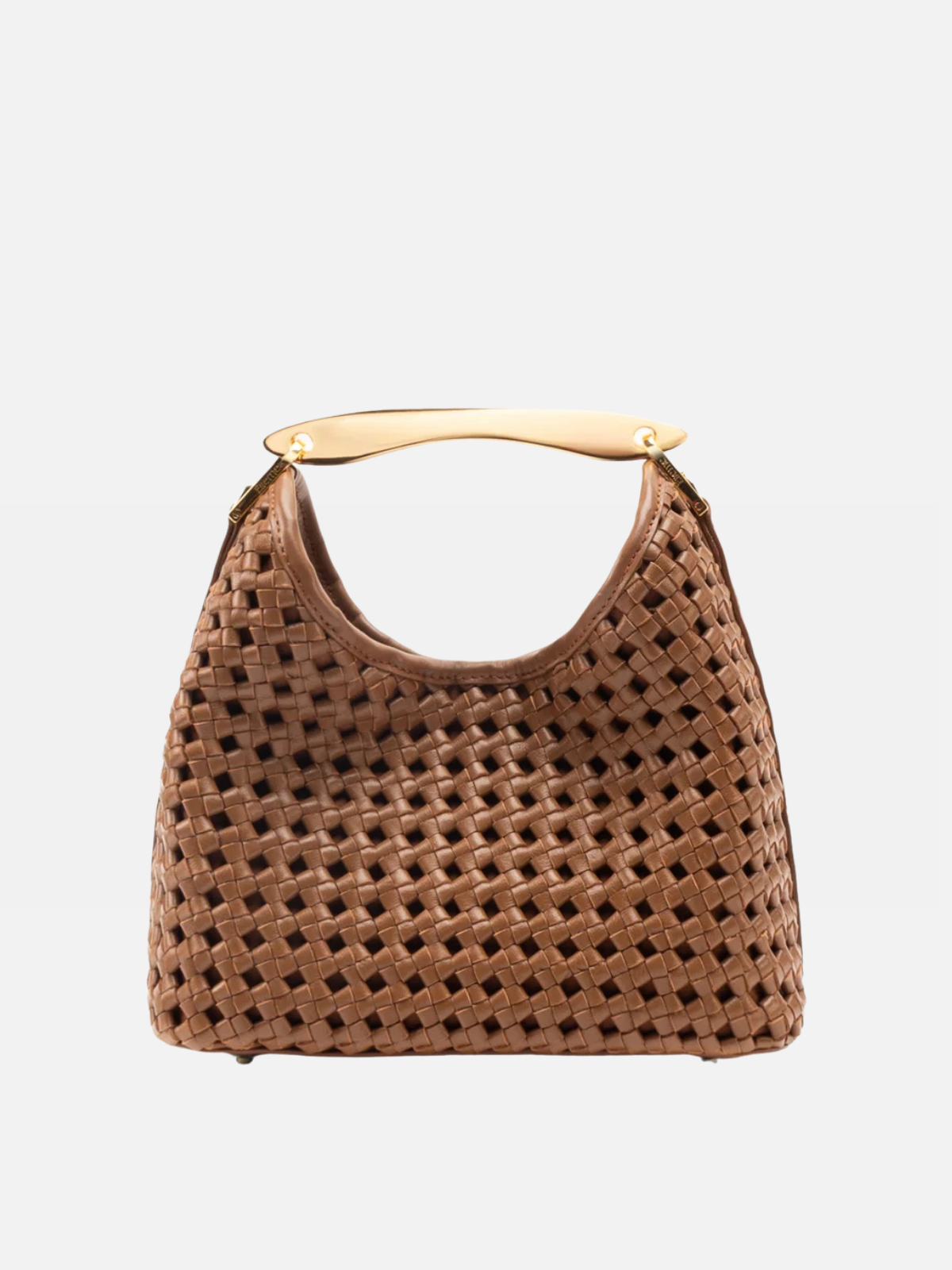 Elleme Small Boomerang Woven Leather Cognac
