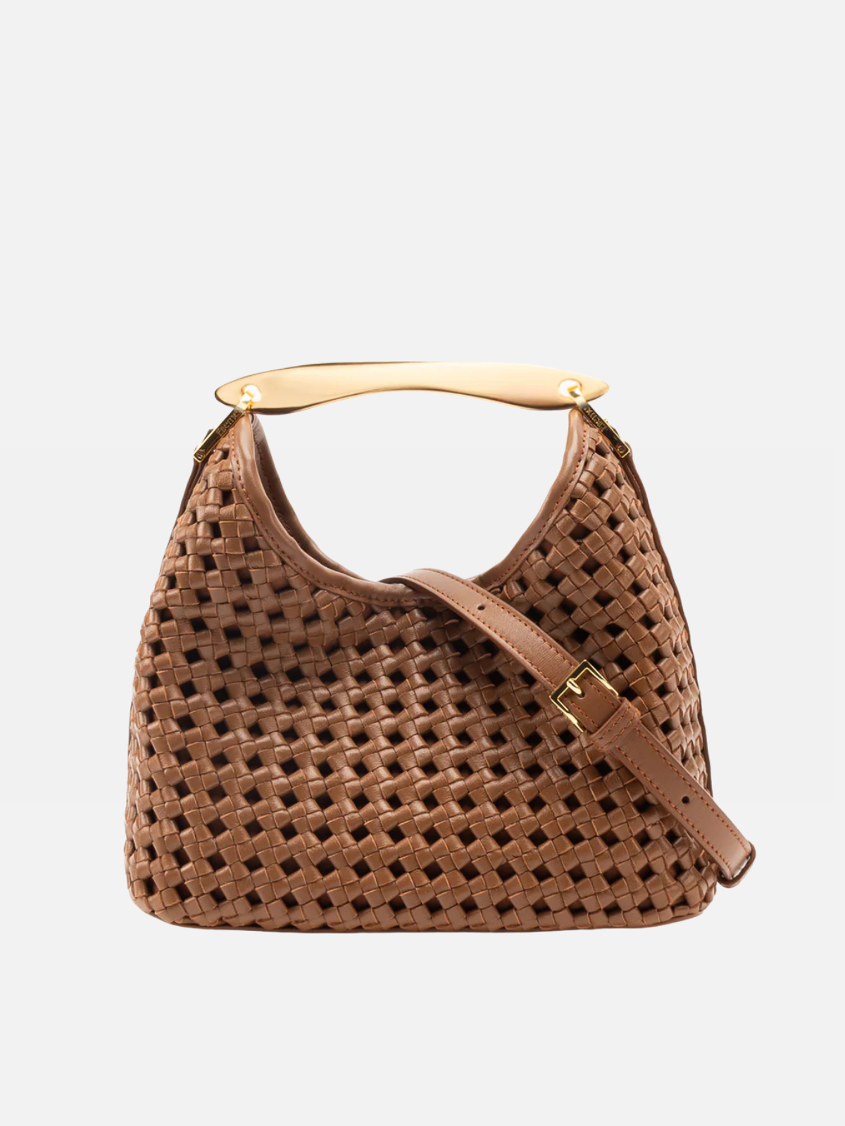 Elleme Small Boomerang Woven Leather Cognac