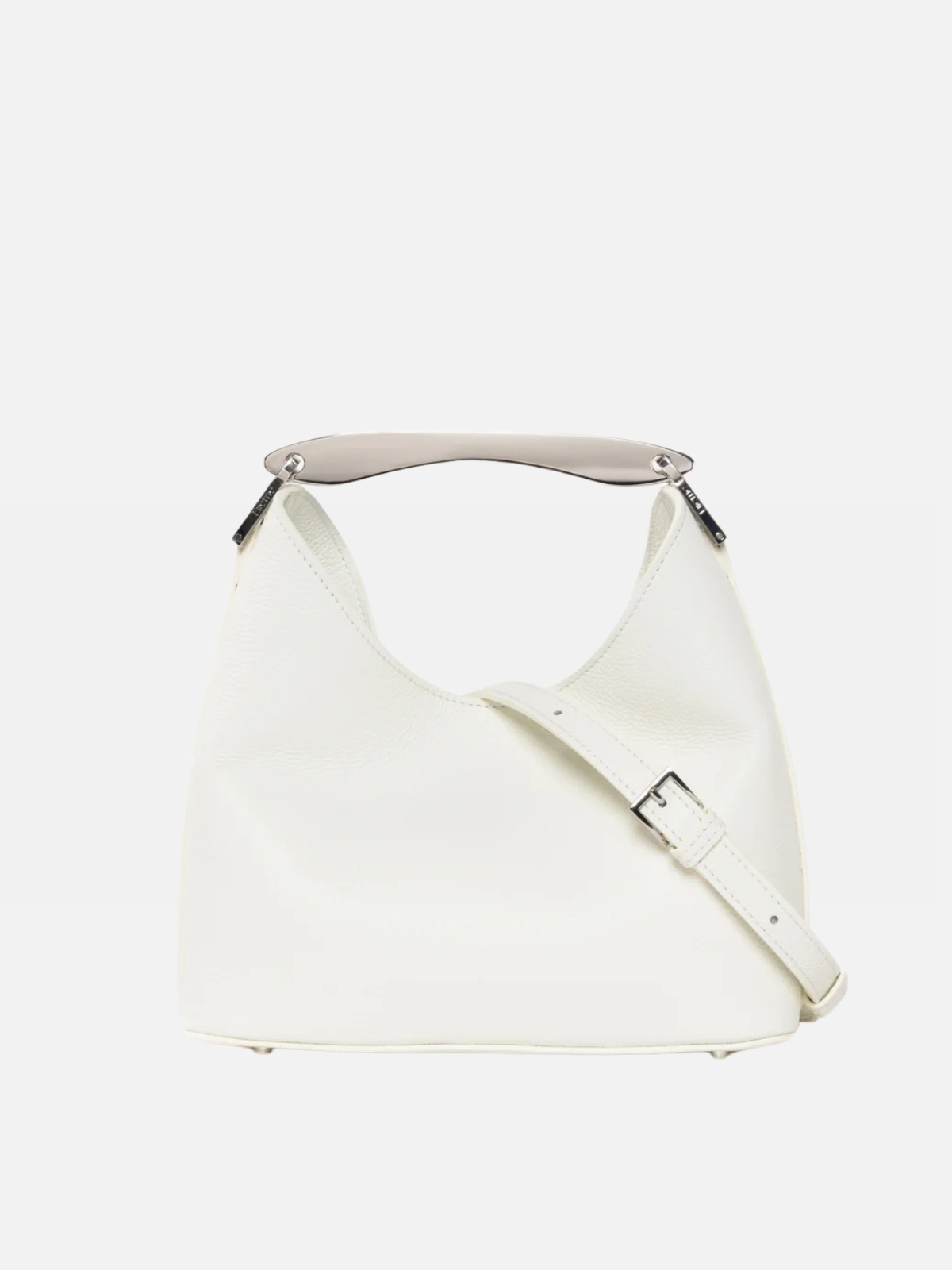 Elleme Small Boomerang Pebbled Leather White-Silver