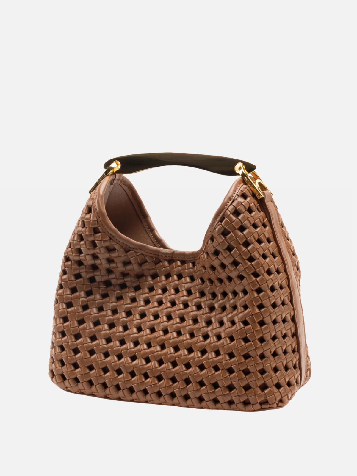 Elleme Small Boomerang Woven Leather Cognac