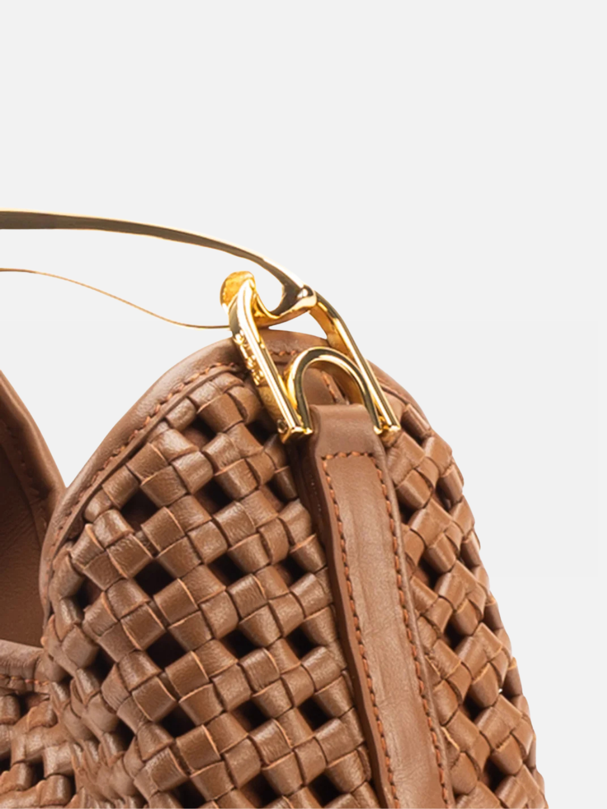 Elleme Small Boomerang Woven Leather Cognac