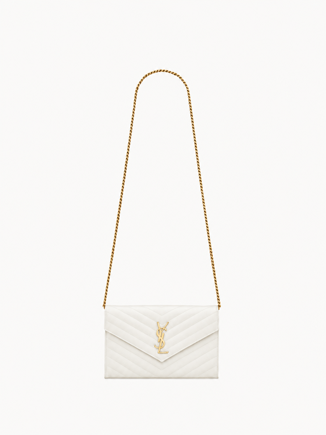 Saint Laurent Cassandre Classic Chain Pouch White - G-ESSE STORE