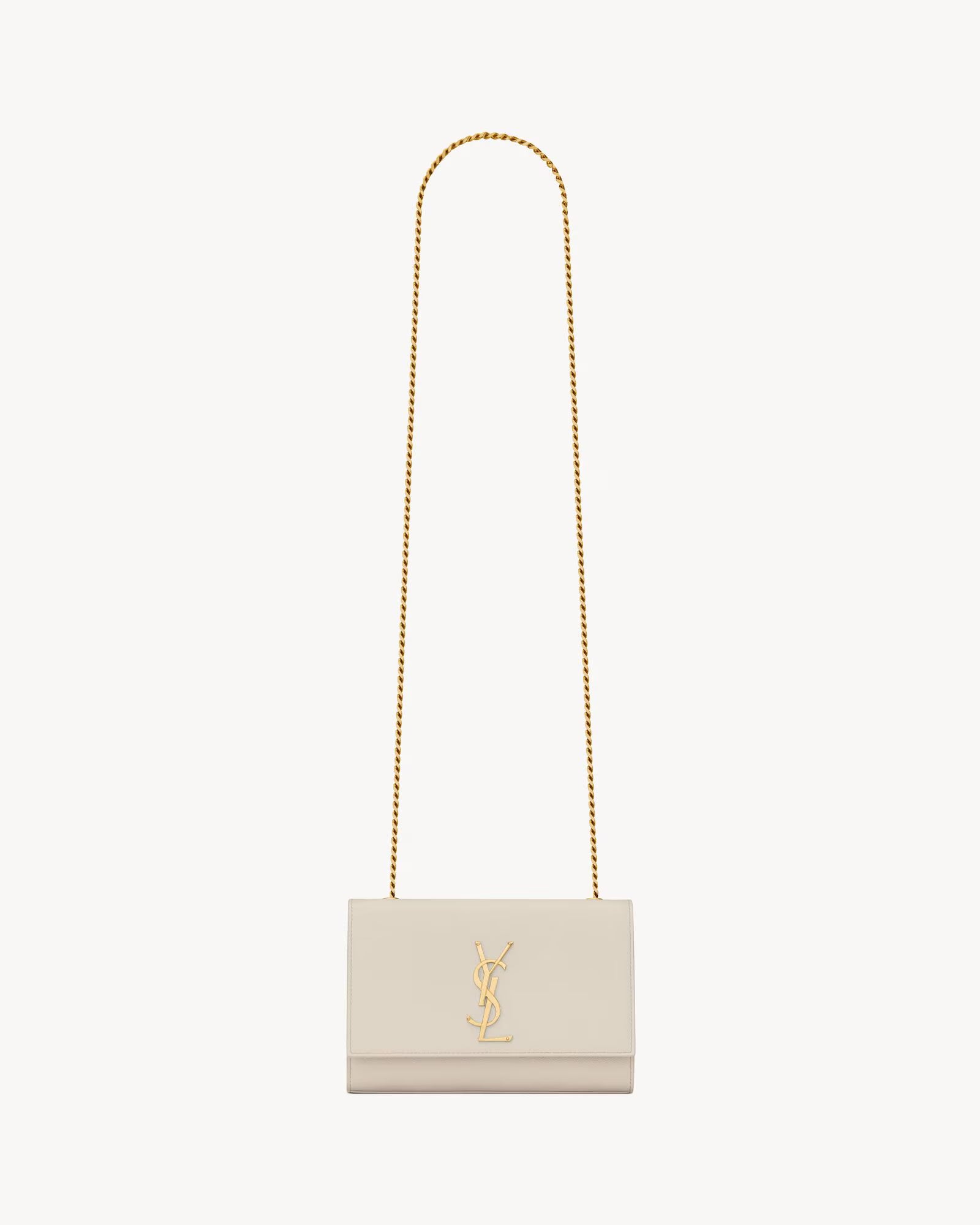 Saint Laurent Kate Small in Grain de Poudre Leather White