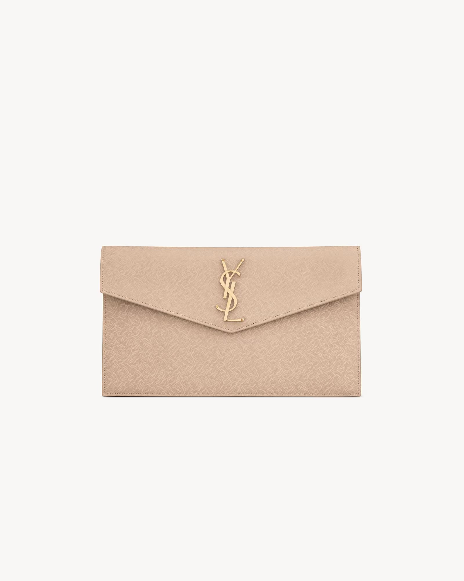 SAINT LAURENT POCHETTE UPTOWN IN PELLE DARK BEIGE