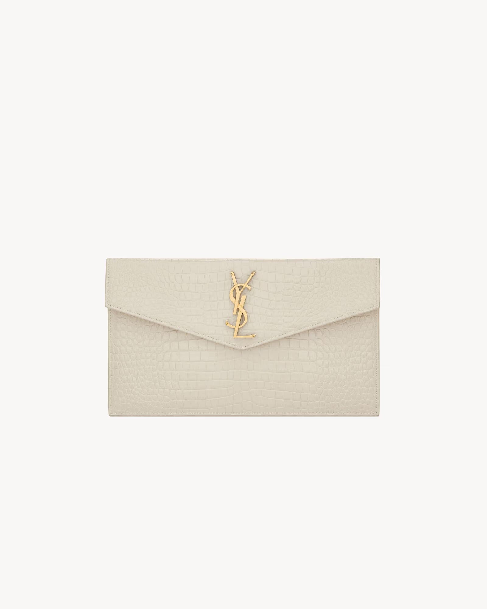 Pochette Saint Laurent Upttown en cuir de crocodile brillant