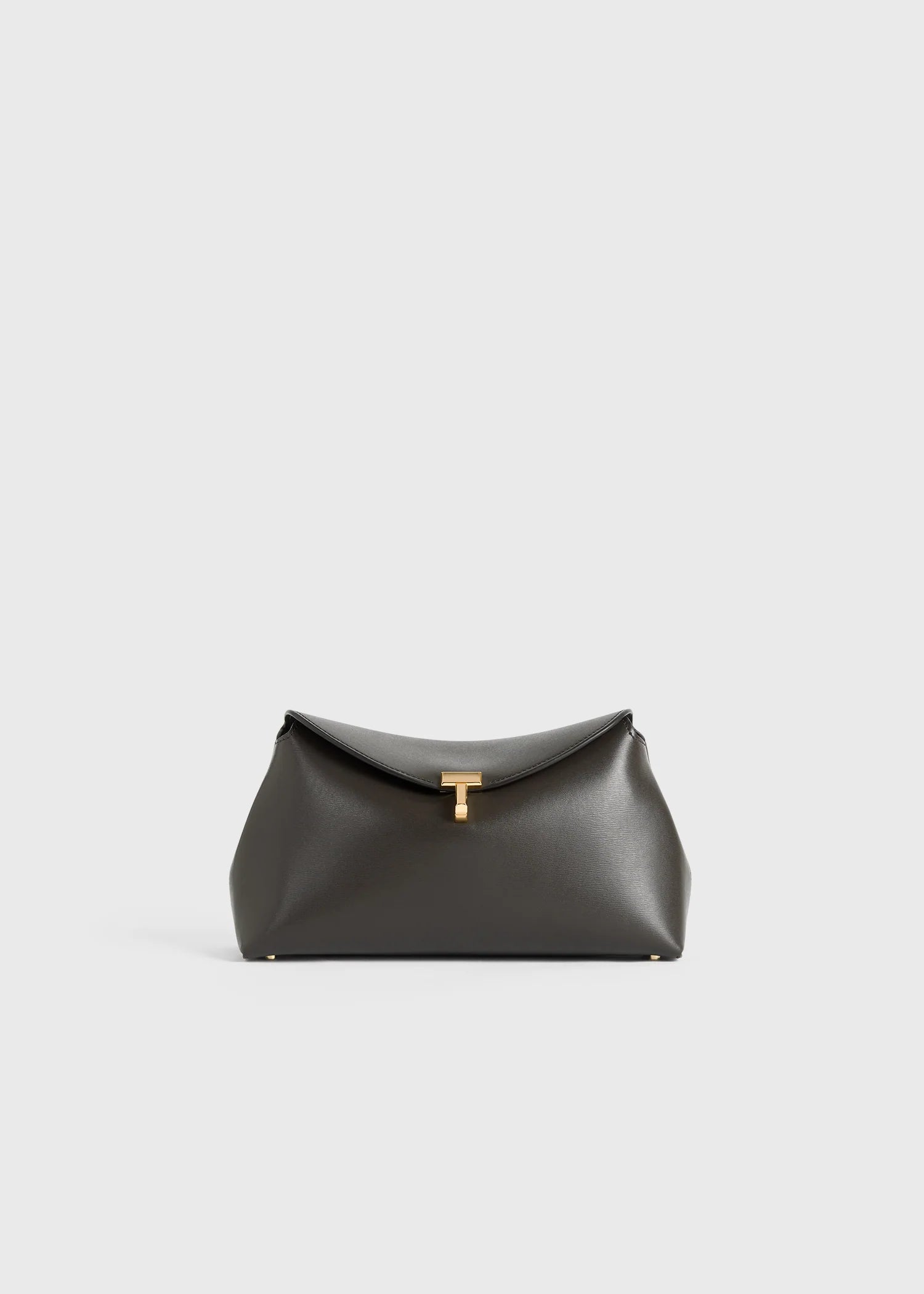TOTEME Clutch T-Lock Noir Martelé