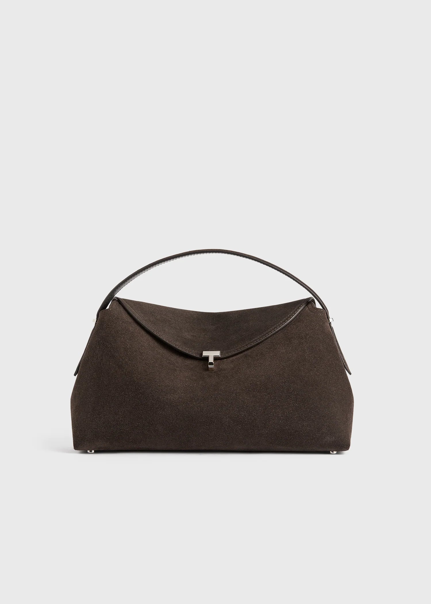 Toteme T-Lock Suede Top Handle Brown