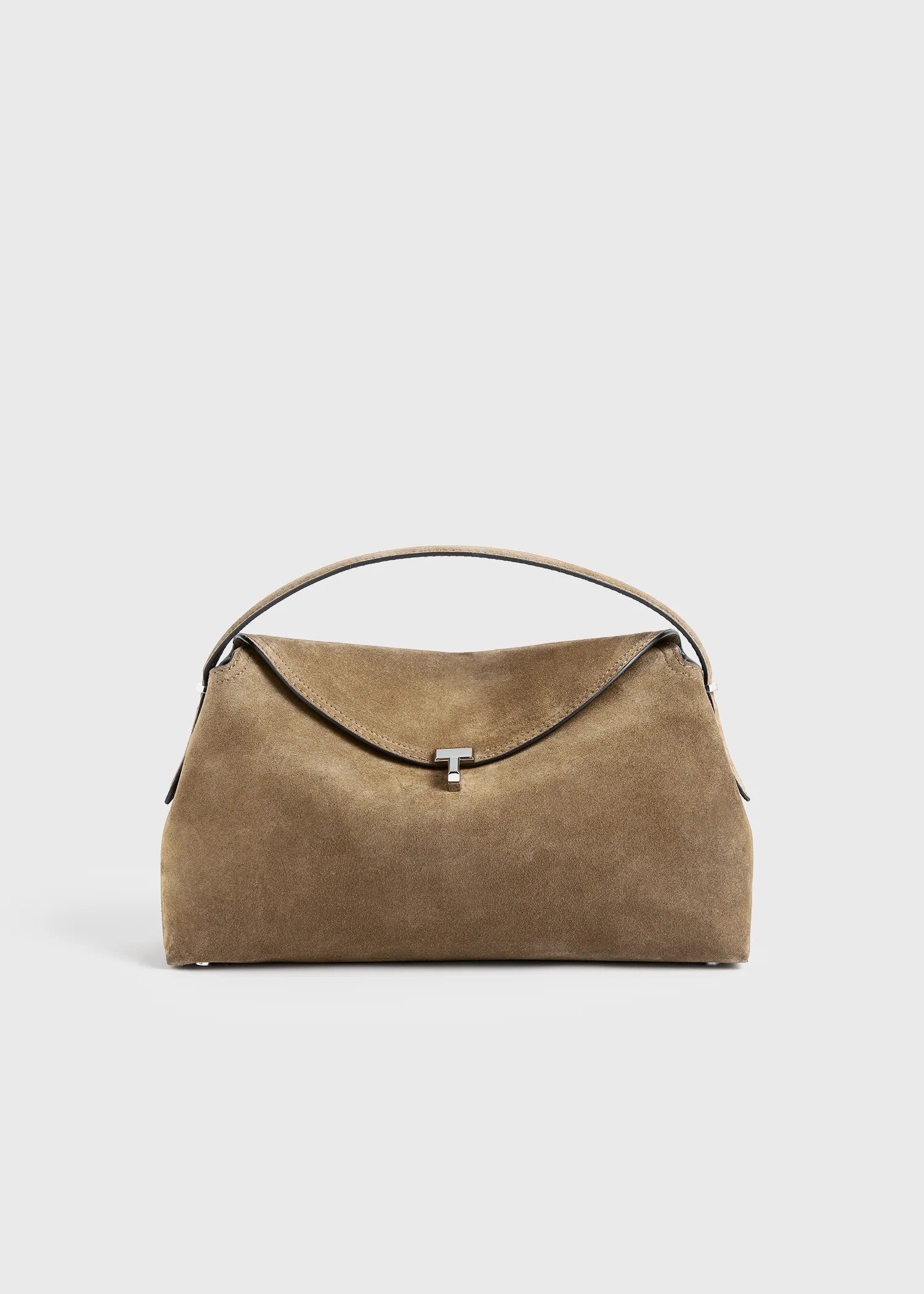 Toteme T-Lock Suede Top Handle Tobacco
