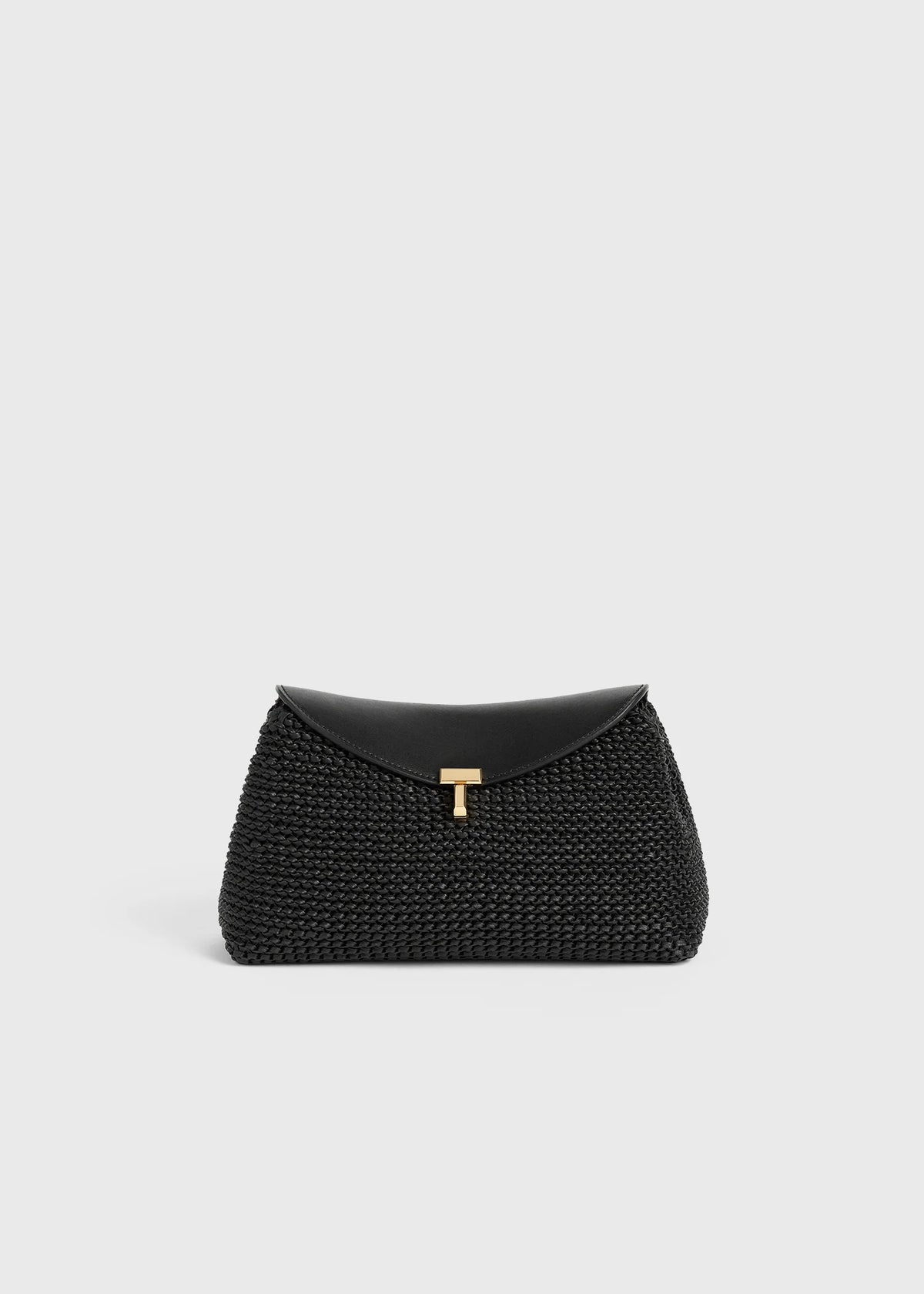 Toteme Clutch T-Lock woven-leather clutch black