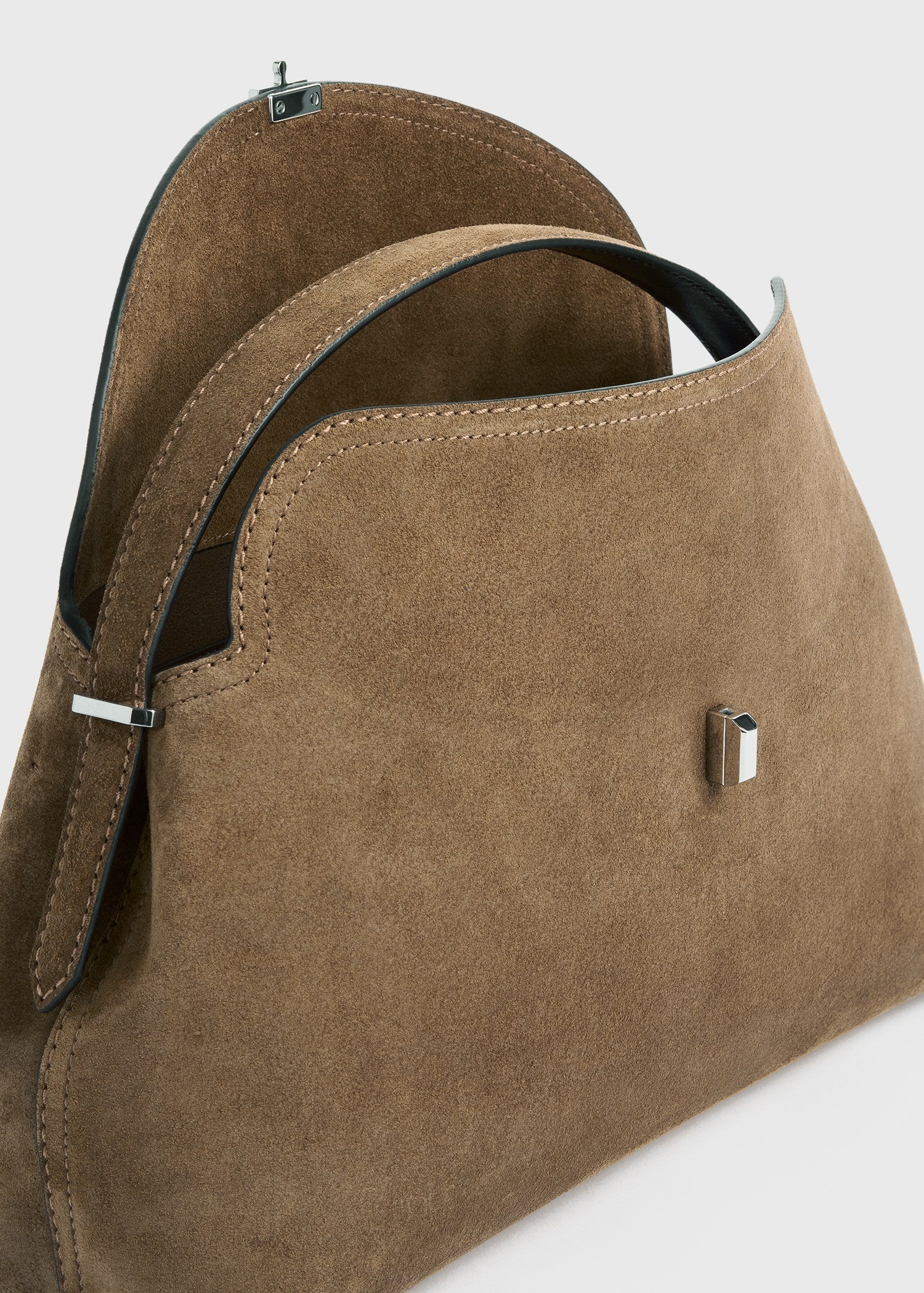Toteme T-Lock Suede Top Handle Tobacco