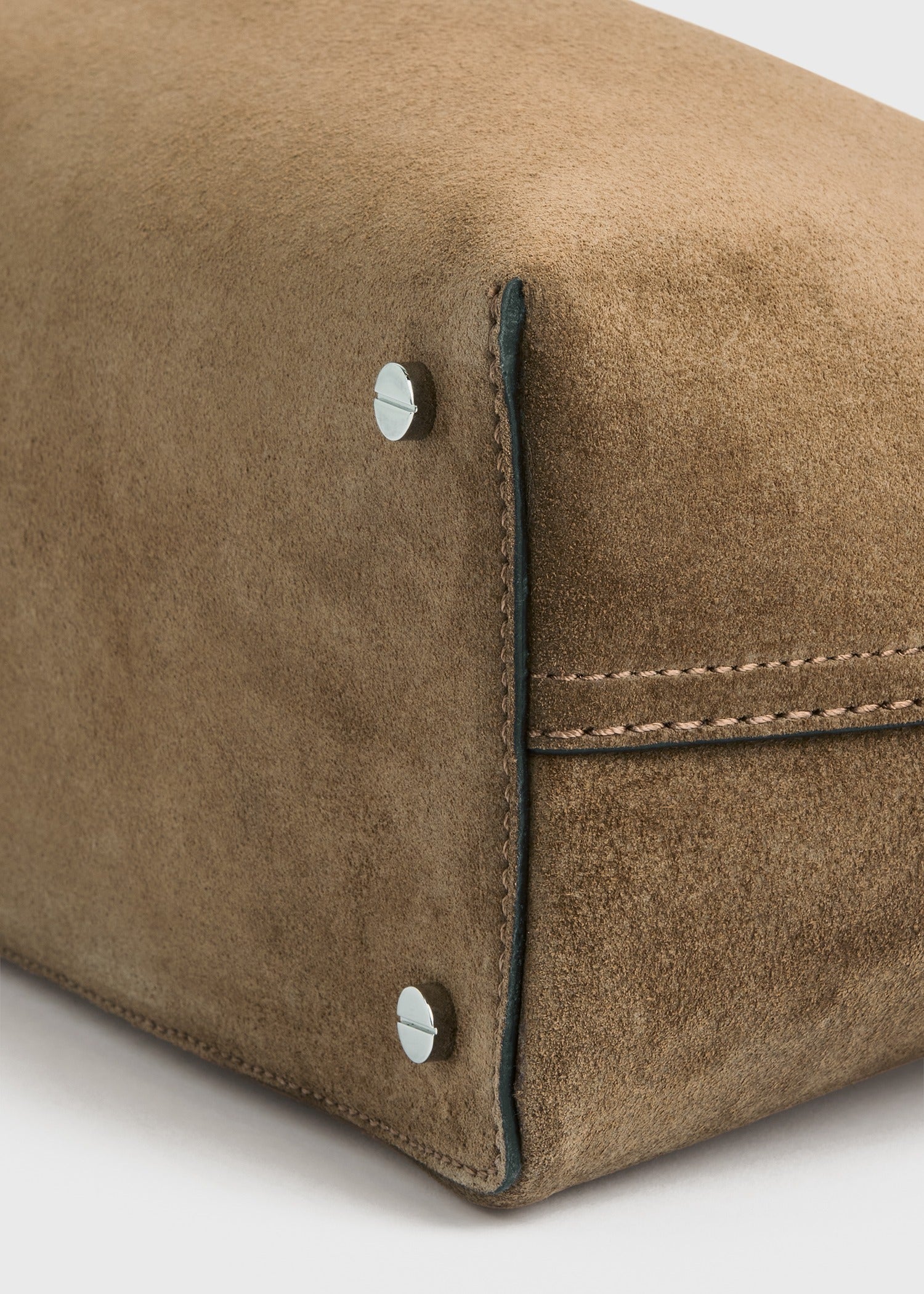 Toteme T-Lock Suede Top Handle Tobacco