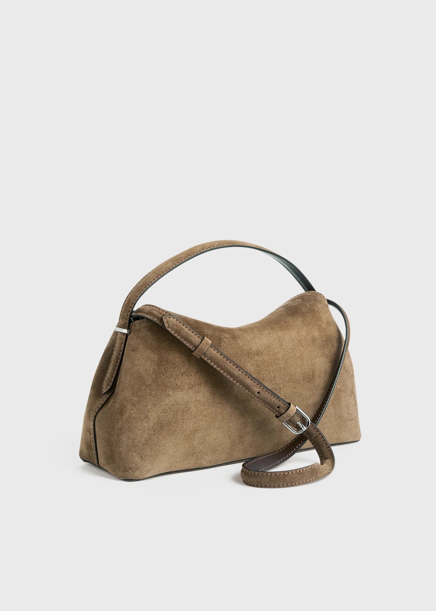 Toteme T-Lock Suede Top Handle Tobacco