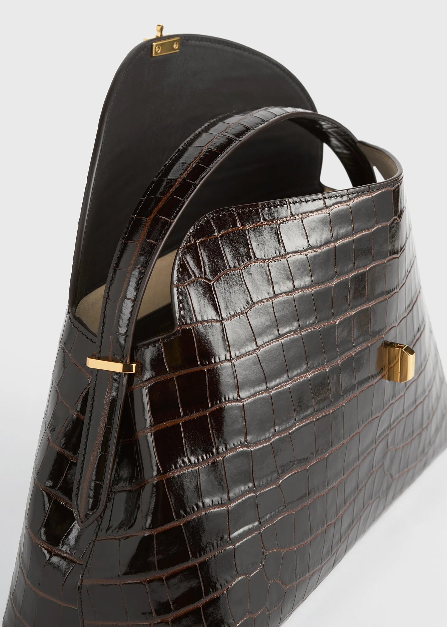 Toteme T-Lock Leather Top Handle Black