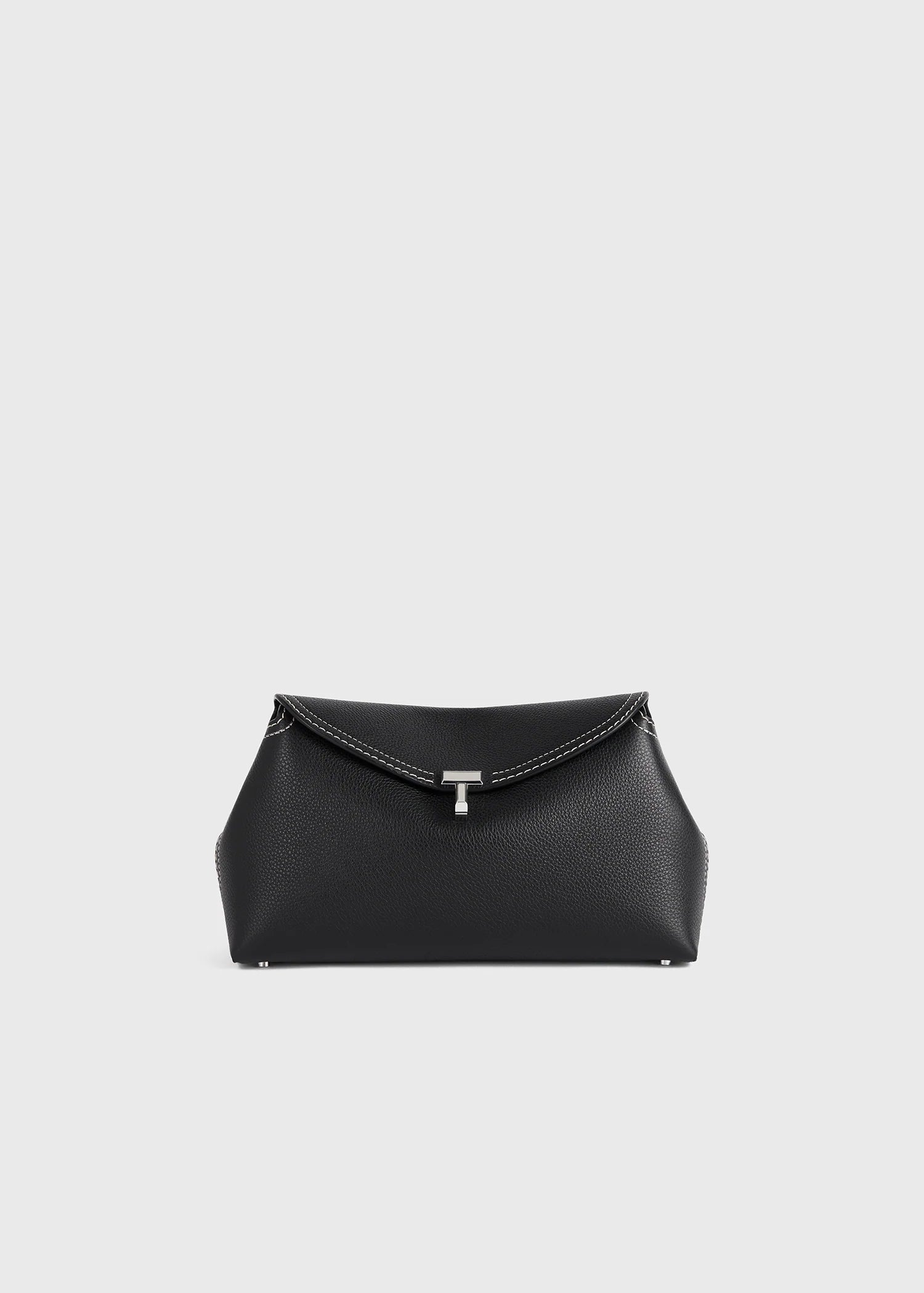 TOTEME Clutch T-Lock Noir Martelé