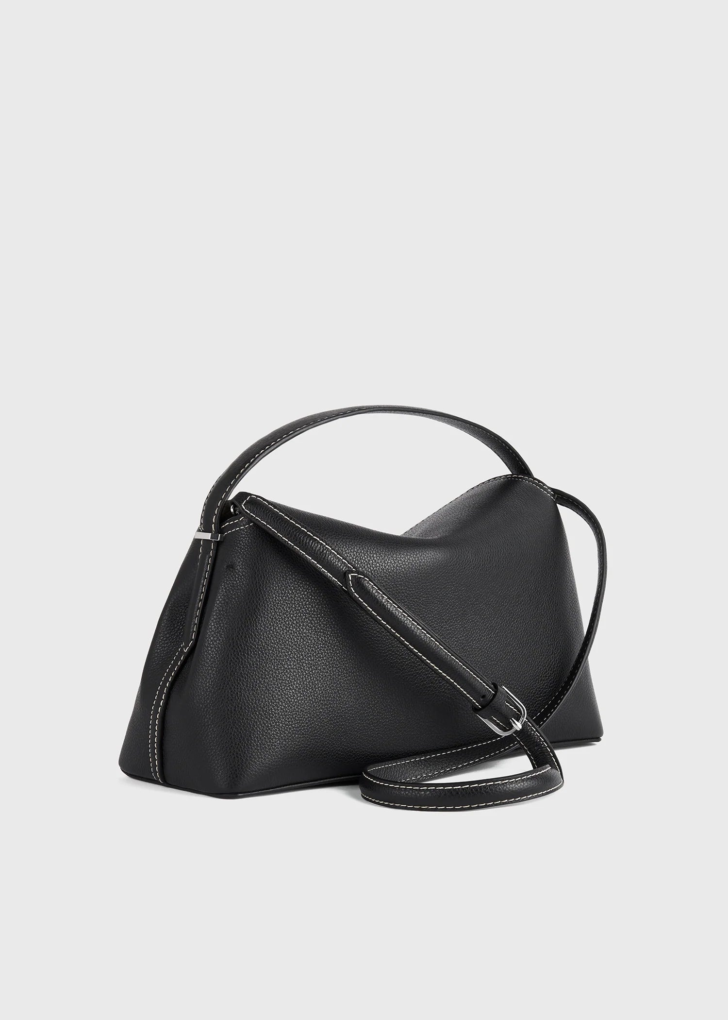 Toteme T-Lock Leather Top Handle Black