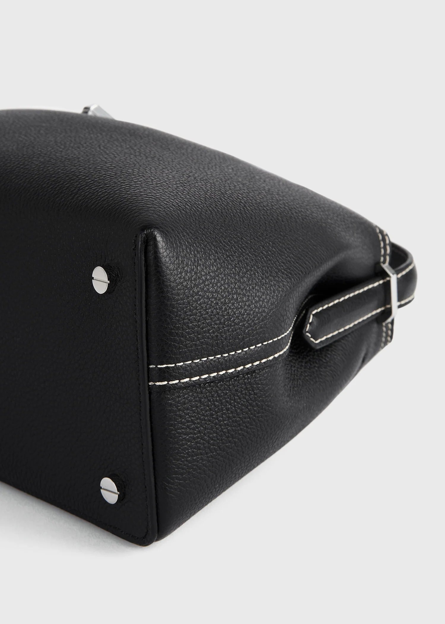 Toteme T-Lock Leather Top Handle Black