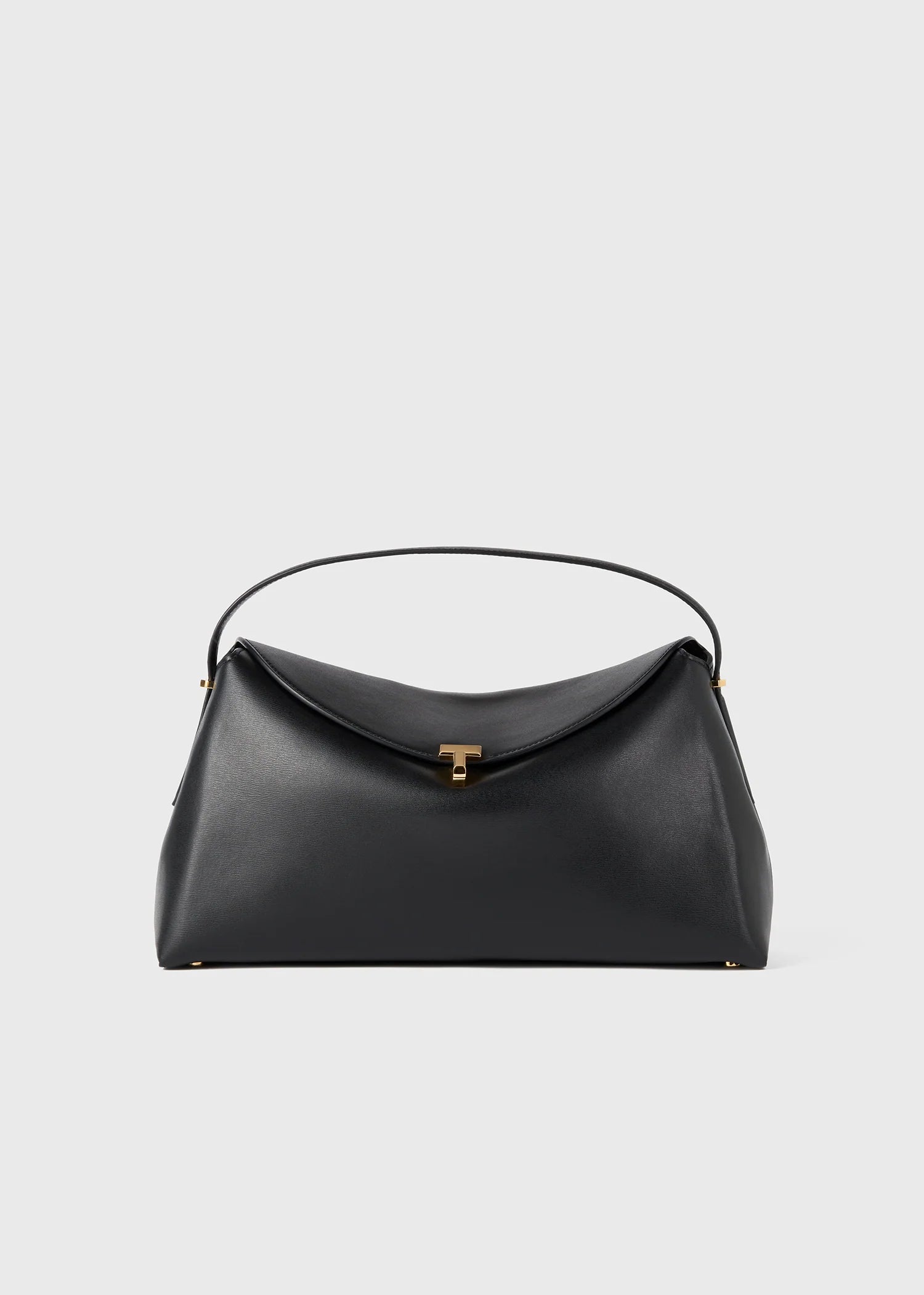 Toteme T-Lock Leather Top Handle Black