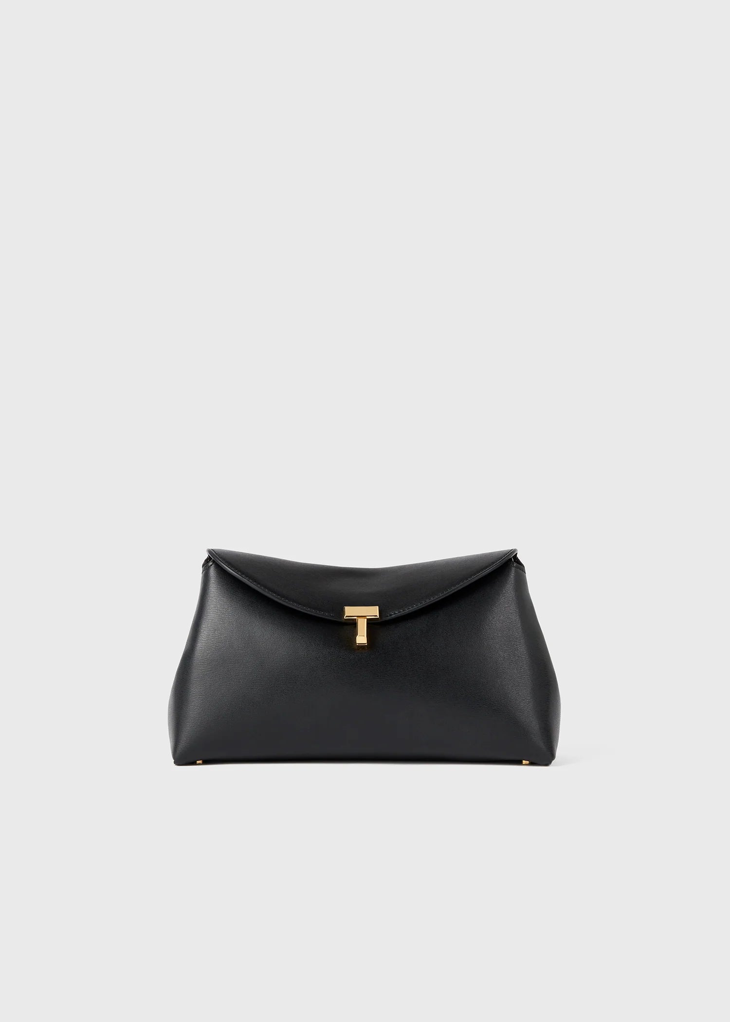 Toteme Clutch T-Lock in pelle Black