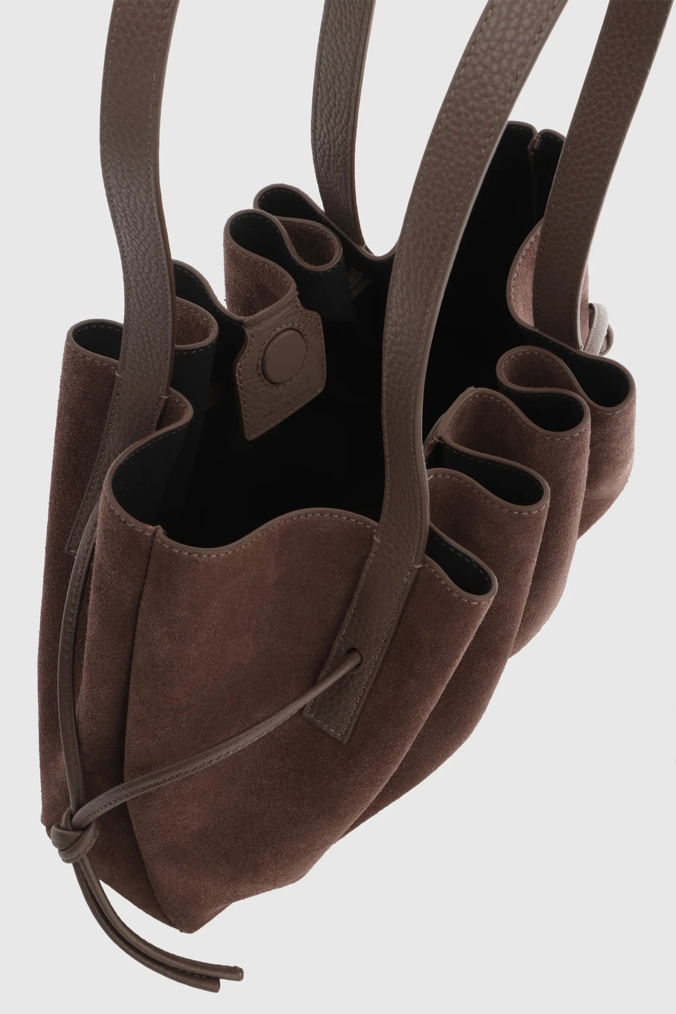 YUZEFI SCALLOP SHOULDER BAG - NUTMEG SUEDE