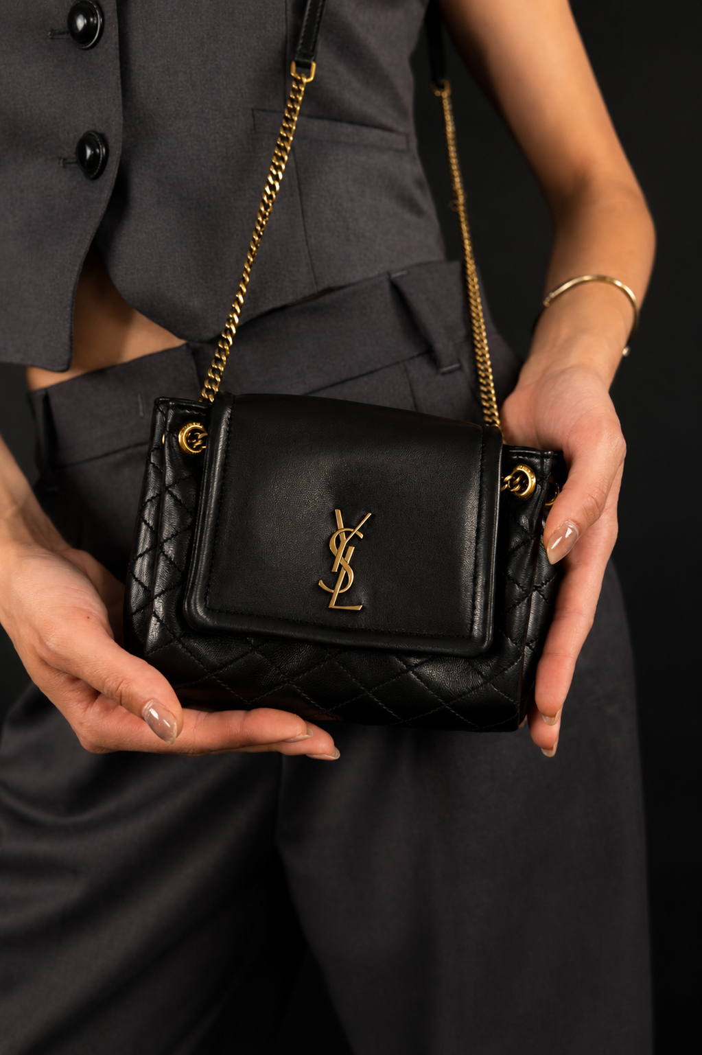 SAINT LAURENT MINI NOLITA LEATHER BAG
