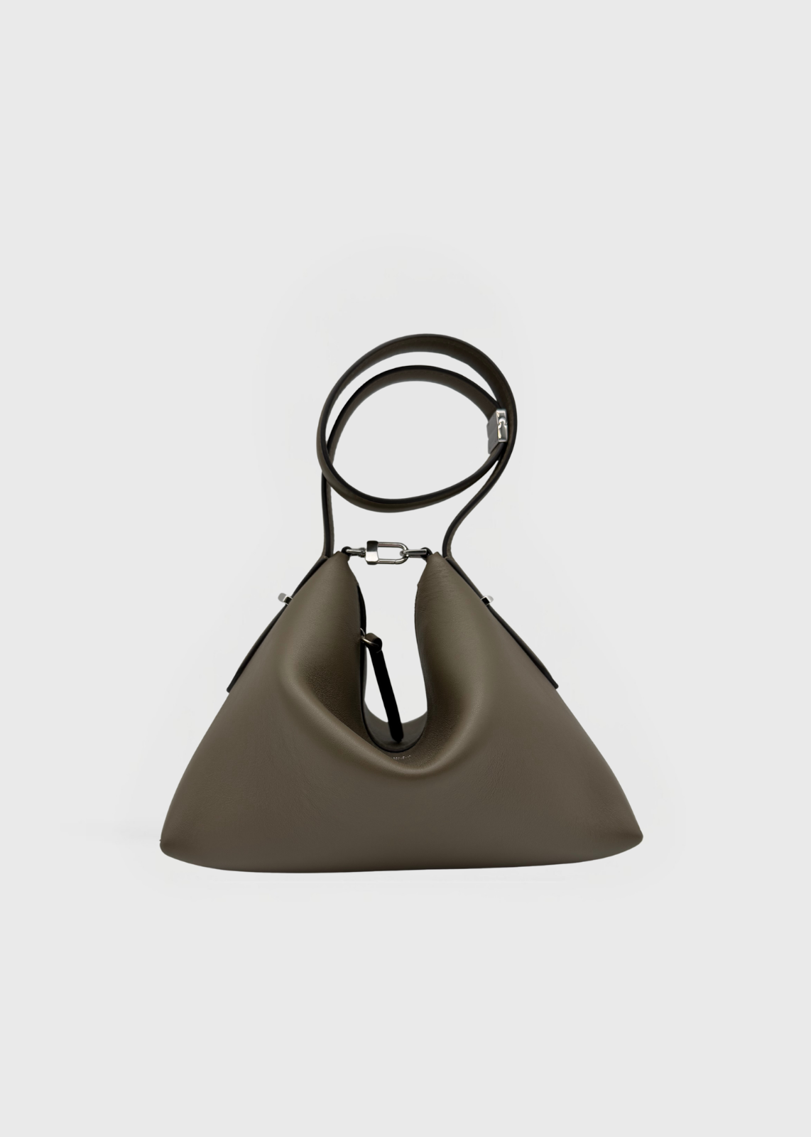 Borsa Toteme Bevel Leather Wristlet Dark Taupe